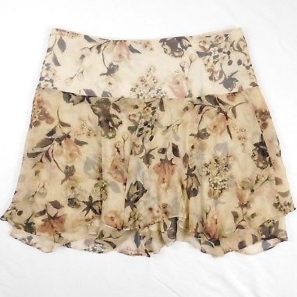 LAUREN RALPH LAUREN Chiffon tier skirt Flower Flowing Romance Lined Sheer Luxury - Picture 3 of 8